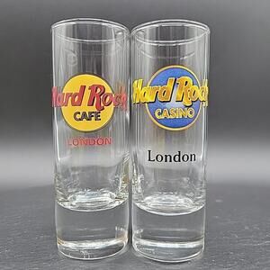 Lot of 2 - London - Hard Rock Cafe / Casino Shot Glasses 4" Tall - England